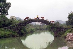 Ontmoeting op brug (China on bike, 1997)